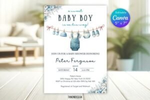 boy baby shower invitation bundle set