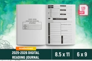 digital reading journal canva template