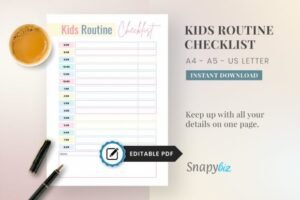 checklist for kids school