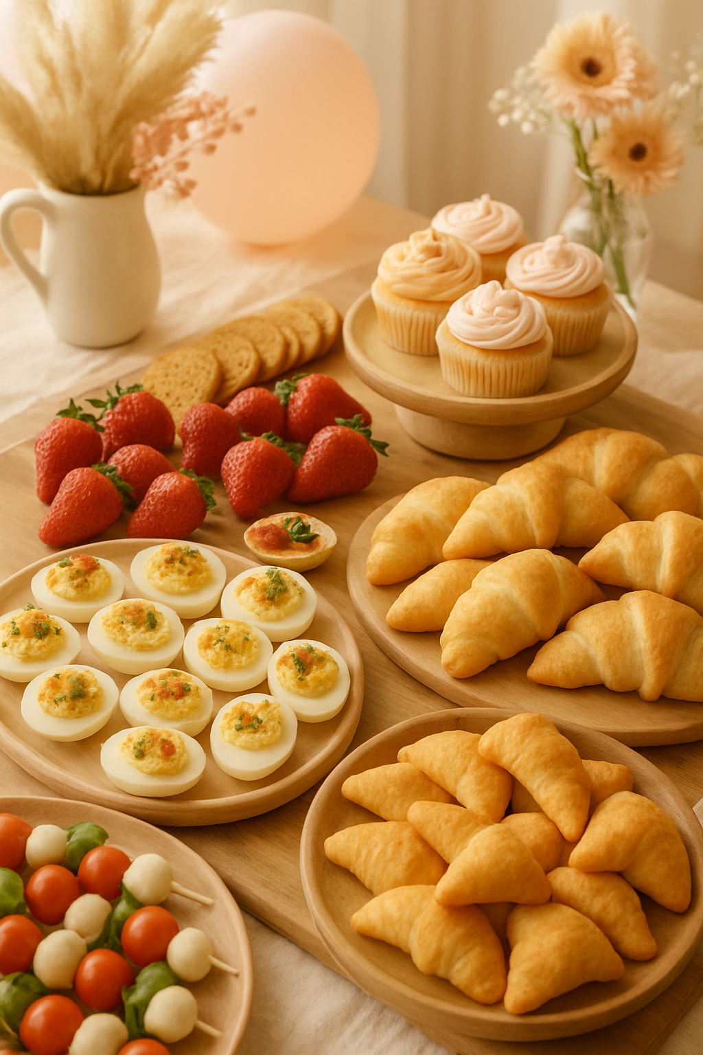 Easy finger foods that disappear first - baby shower food, treats and a grazing table