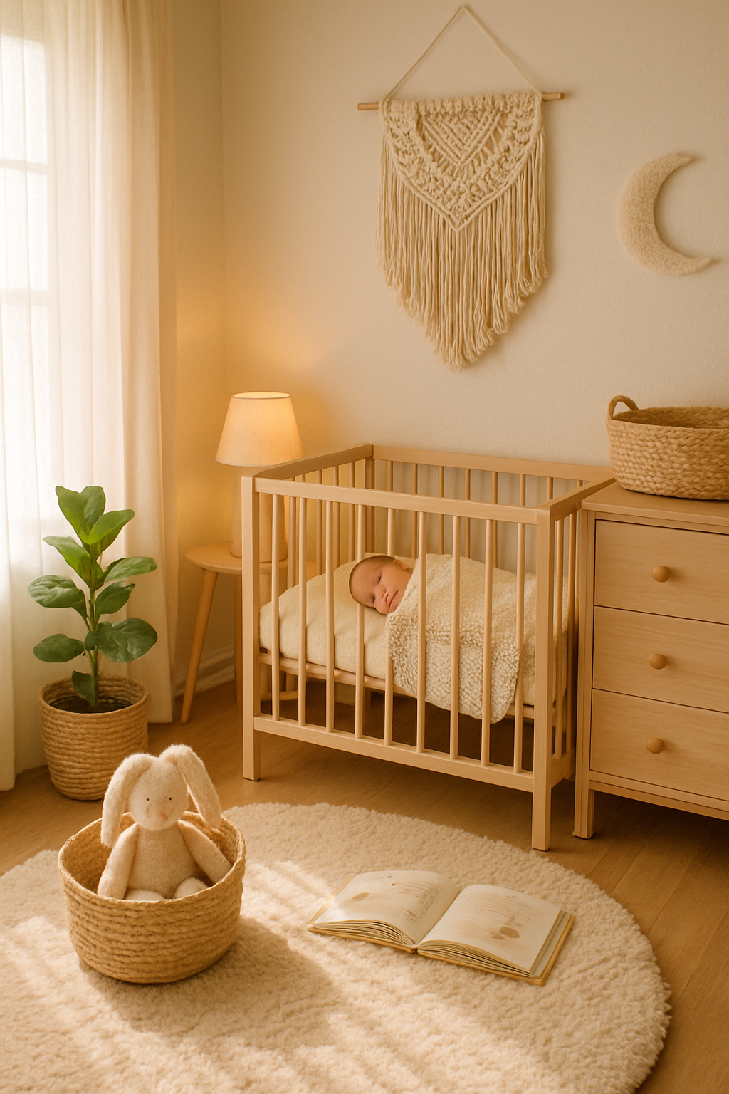 A short, soothing bedtime routine - a calm newborn nursery at bedtime