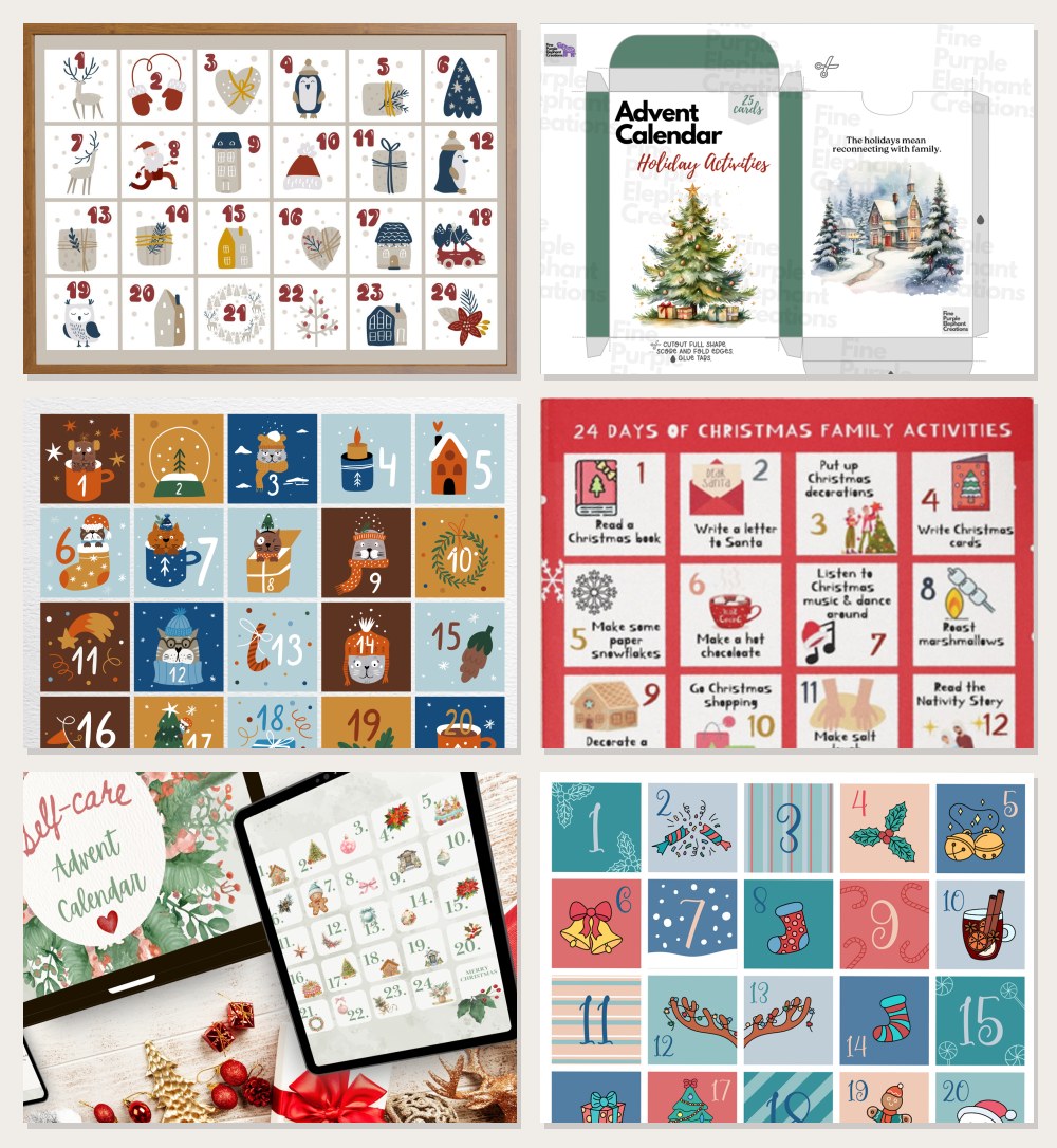 Printable Christmas pages for kids: advent calendars, holiday activity sheets and festive countdown pages